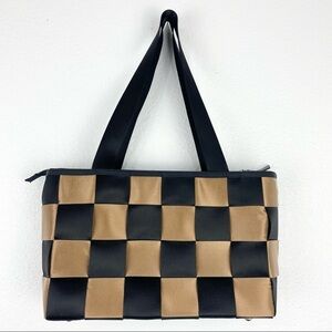 Unbranded Tan and Black Seatbelt Tote Purse, Y2K